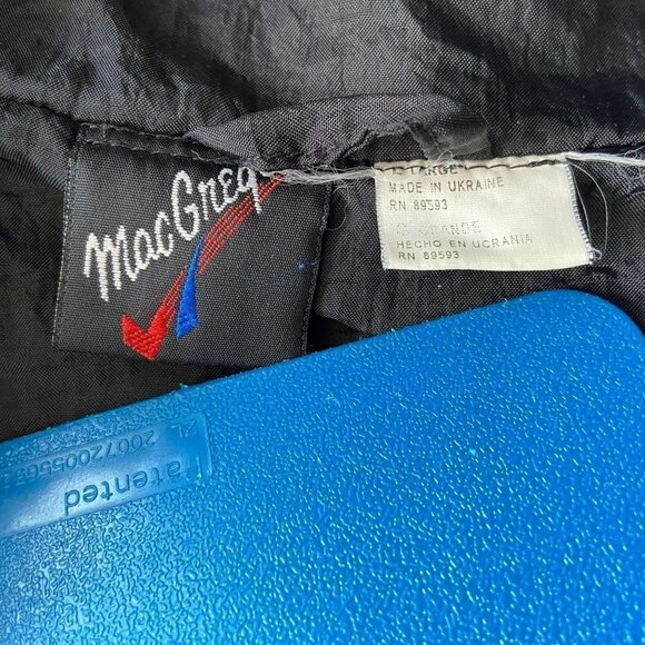 Vintage MacGregor Water Repellent Nylon Black Green Windbreaker Jacket Mens L - Picture 6 of 8